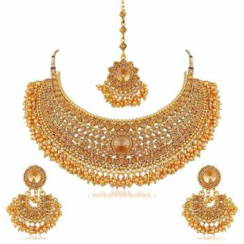 Aheli wedding necklace set with earring & maang tikka for women 3