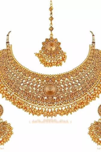 Aheli wedding necklace set with earring & maang tikka for women