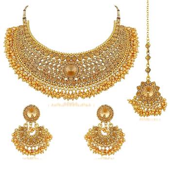 Aheli wedding necklace set with earring & maang tikka for women 4