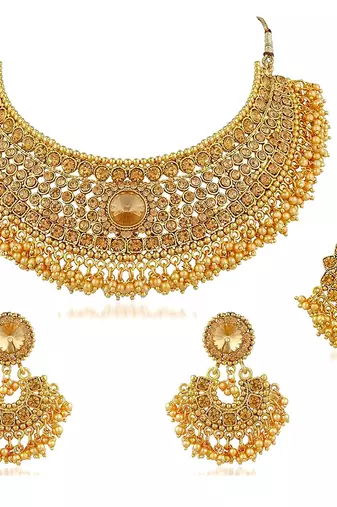Aheli wedding necklace set with earring & maang tikka for women