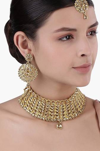 Aheli choker necklace with earring & maang tikka set for women