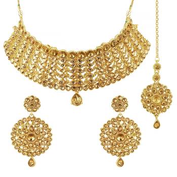 Aheli choker necklace with earring & maang tikka set for women 2