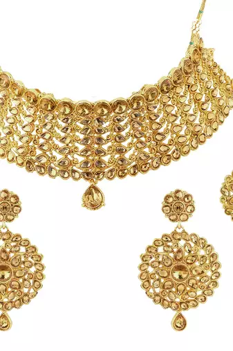 Aheli choker necklace with earring & maang tikka set for women
