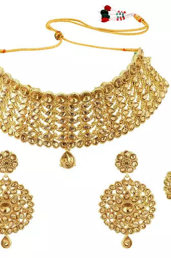 Aheli choker necklace with earring & maang tikka set for women