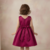 Wine red solid pearl embellished satin bow detail fit & flare girls dress