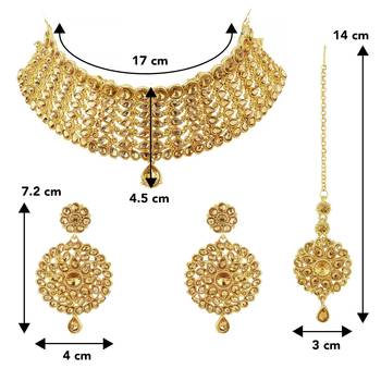 Aheli choker necklace with earring & maang tikka set for women 4