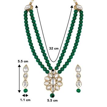 Aheli kundan faux pearl long necklace earring set for women girls indian traditional jewellery wedding 4