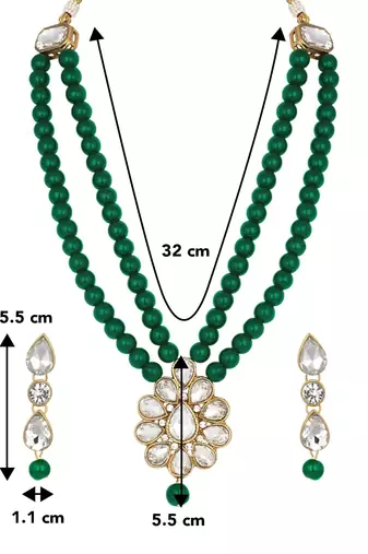 Aheli kundan faux pearl long necklace earring set for women girls indian traditional jewellery wedding