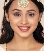 Aheli traditional floral kundan pearl studded rajasthani style maangtikka sheeshpatti sheeshphool mathapatti for women