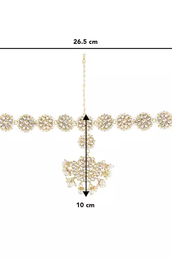 Aheli traditional floral kundan pearl studded rajasthani style maangtikka sheeshpatti sheeshphool mathapatti for women