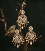 Aheli traditional kundan pearl earring with maang tikka set for women