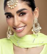 Aheli kundan chandbali earring maang tikka traditional jewellery set for women