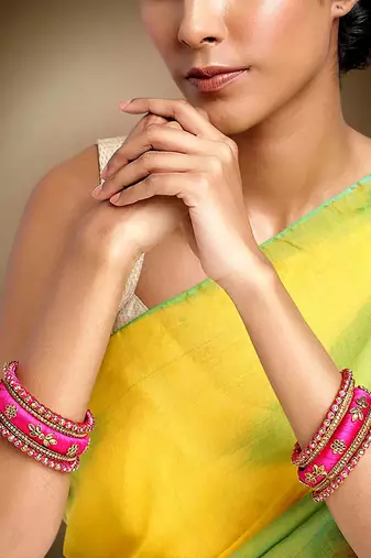 rani pink bangles set navratri gift for women