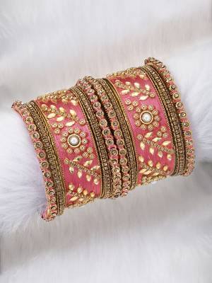 Aheli silk thread matching floral bangle set bridal chuda chura jewellery for women navratri gift 1