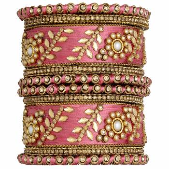 Aheli silk thread matching floral bangle set bridal chuda chura jewellery for women navratri gift 3