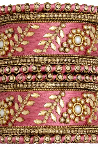 Aheli silk thread matching floral bangle set bridal chuda chura jewellery for women navratri gift