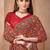 Red printed crepe silk fancy smooth saree with unstitch blouse