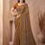 Mustard printed crepe silk fancy smooth saree with unstitch blouse
