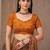Mustard printed crepe silk fancy smooth saree with unstitch blouse