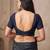 Navy blue printed crepe silk fancy smooth saree with unstitch blouse