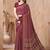 Plum printed crepe silk fancy smooth saree with unstitch blouse