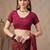 Plum printed crepe silk fancy smooth saree with unstitch blouse