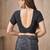 Grey black printed crepe silk fancy smooth saree with unstitch blouse