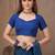 Blue green printed crepe silk fancy smooth saree with unstitch blouse