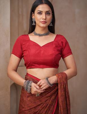 Multicolor printed crepe silk fancy smooth saree with unstitch blouse 3