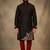 Black dupion silk embroidered kurta set