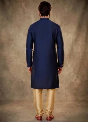 Blue dupion silk embroidered kurta set 2