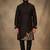 Black dupion silk embroidered kurta set