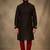 Black dupion silk embroidered kurta set