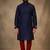 Blue dupion silk embroidered kurta set