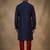 Blue dupion silk embroidered kurta set