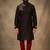 Black dupion silk embroidered kurta set