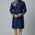 Blue dupion silk embroidered kurta set