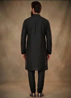 Black dupion silk kurta set 2