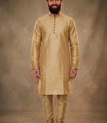 Beige dupion silk kurta set