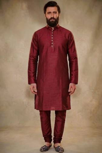 Maroon dupion silk kurta set