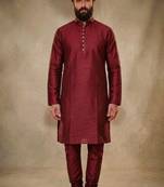 Maroon dupion silk kurta set