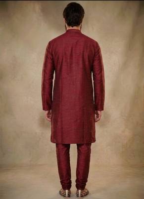 Maroon dupion silk kurta set 2