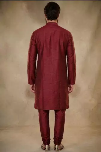 Maroon dupion silk kurta set