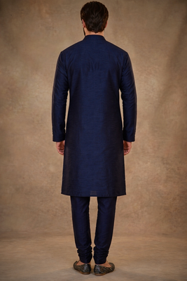 Blue dupion silk kurta set 2