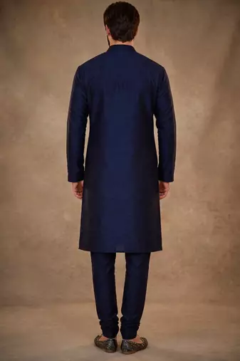 Blue dupion silk kurta set