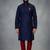 Blue dupion silk embroidered kurta set