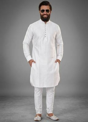 White dupion silk kurta set 1
