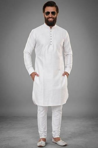 White dupion silk kurta set