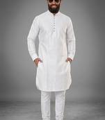 White dupion silk kurta set