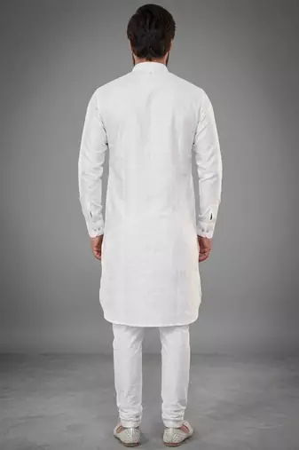 White dupion silk kurta set
